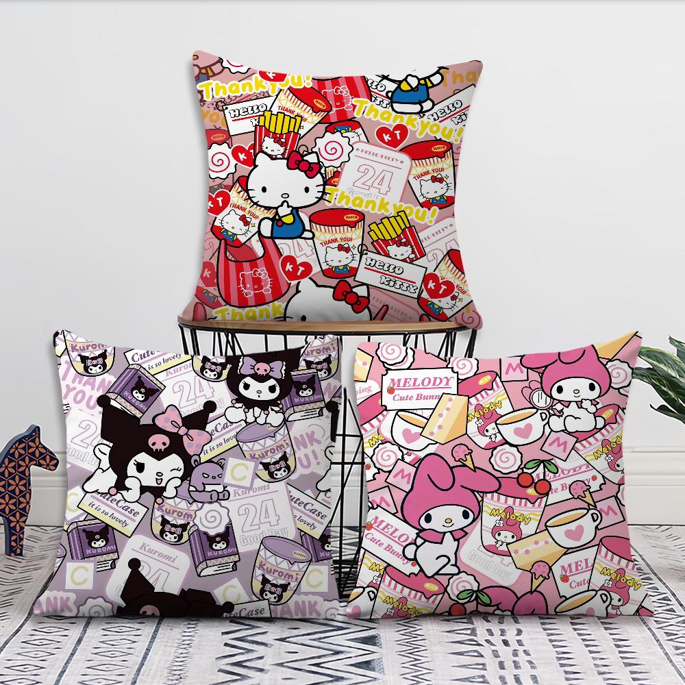 Cute S-Sanrio Family Cushion Cover For Pillow Printing Sofa Decoration Home Car Room Coffee Shop Office Nordic Simplicity