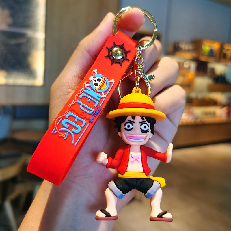 

New Cartoon Luffy From One Piece Keychain Silicone Figurine Car Keychain Christmas Small Gift Wholesale Personalized Gifts Y2k