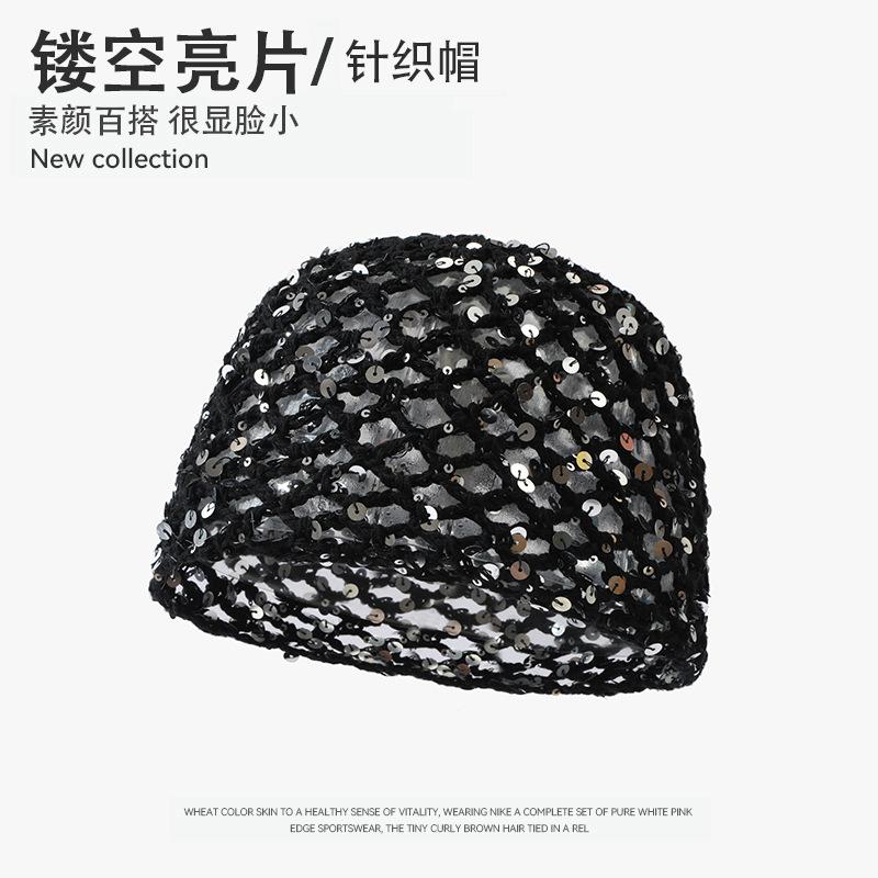 Beret women's autumn and winter handmade knitted wool hat double-layer warm and windproof retro niche stacked bag head cold hat