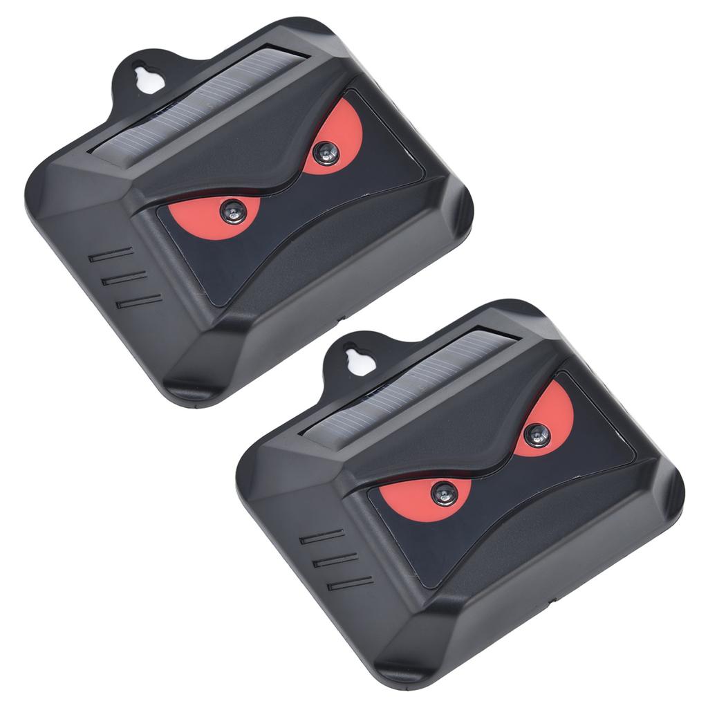 2pcs Animal Repeller Red LED Strobe Lights Waterproof Design Solar Automatic Charging ABS Housing
