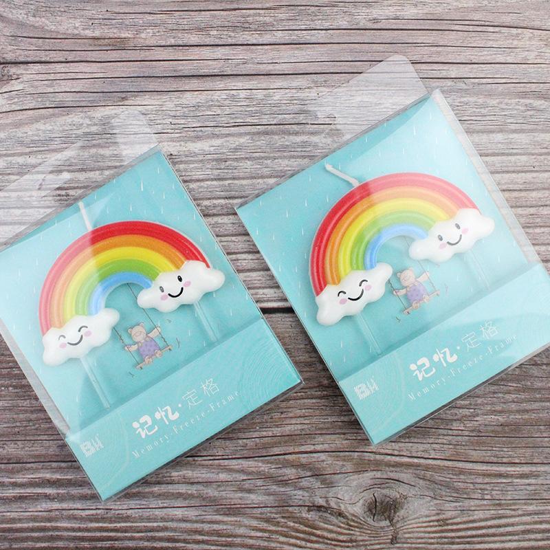 Cute Memory Frozen Rainbow Candles Personalized Creative Sun Rainbow Cloud Cartoon Decoration Supplies
