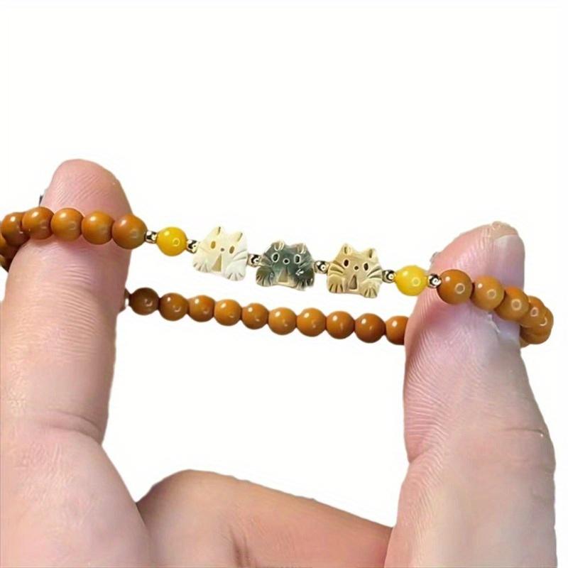 Three Cute Three-color Surprise Cat Bead Bracelets, New Chinese Zen Niche Chinese Style Chinese Jewelry