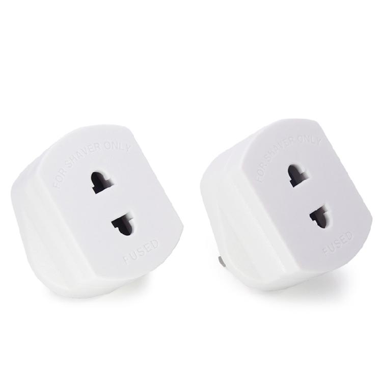 2-pinový na 3-pinový adaptér zásuvky pro elektrický holicí strojek - EU na UK konvertor - bílý