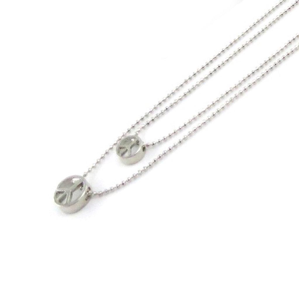Les Trésors De Lily [J1181] - Silver 'Peace' Designer Necklace (2 Rows)
