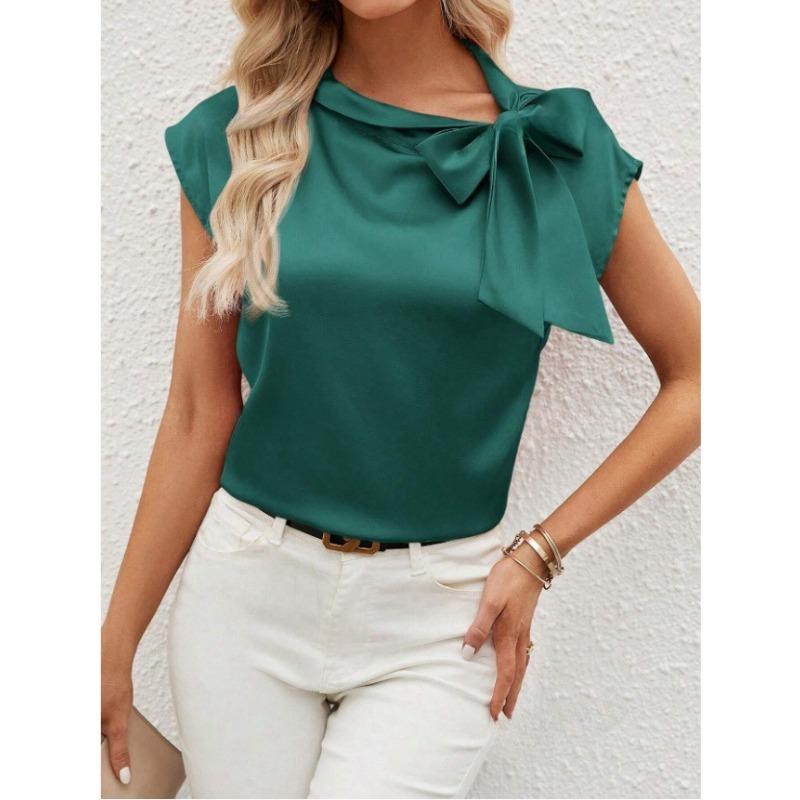 Damen Sommer Neues Top mit halber Schleife und Nischendesign