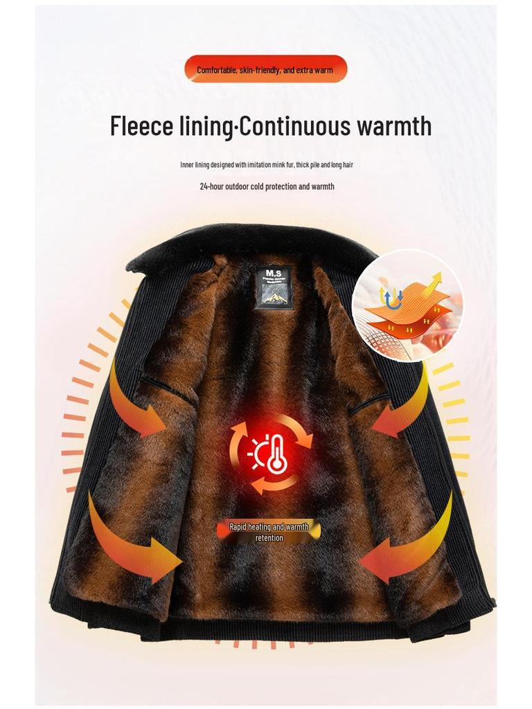 Men's Wool Blend Winter Jacket - Warm, Thickened Coat for Dad or Grandpa