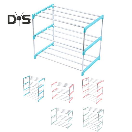 HOW-E 3/4 Layers Shoe Rack Assembled Easy Installation Stainless Steel Household Slipper Storage Shelf