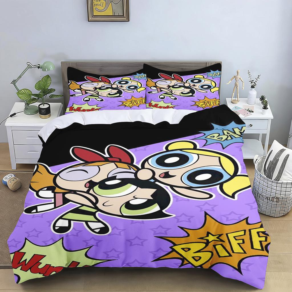 2/3 Piece Duvet Cover Set The Powerpuff Girls Printed Bedding Cartoon Style For Children Adult Bedroom Home Decor Perfect