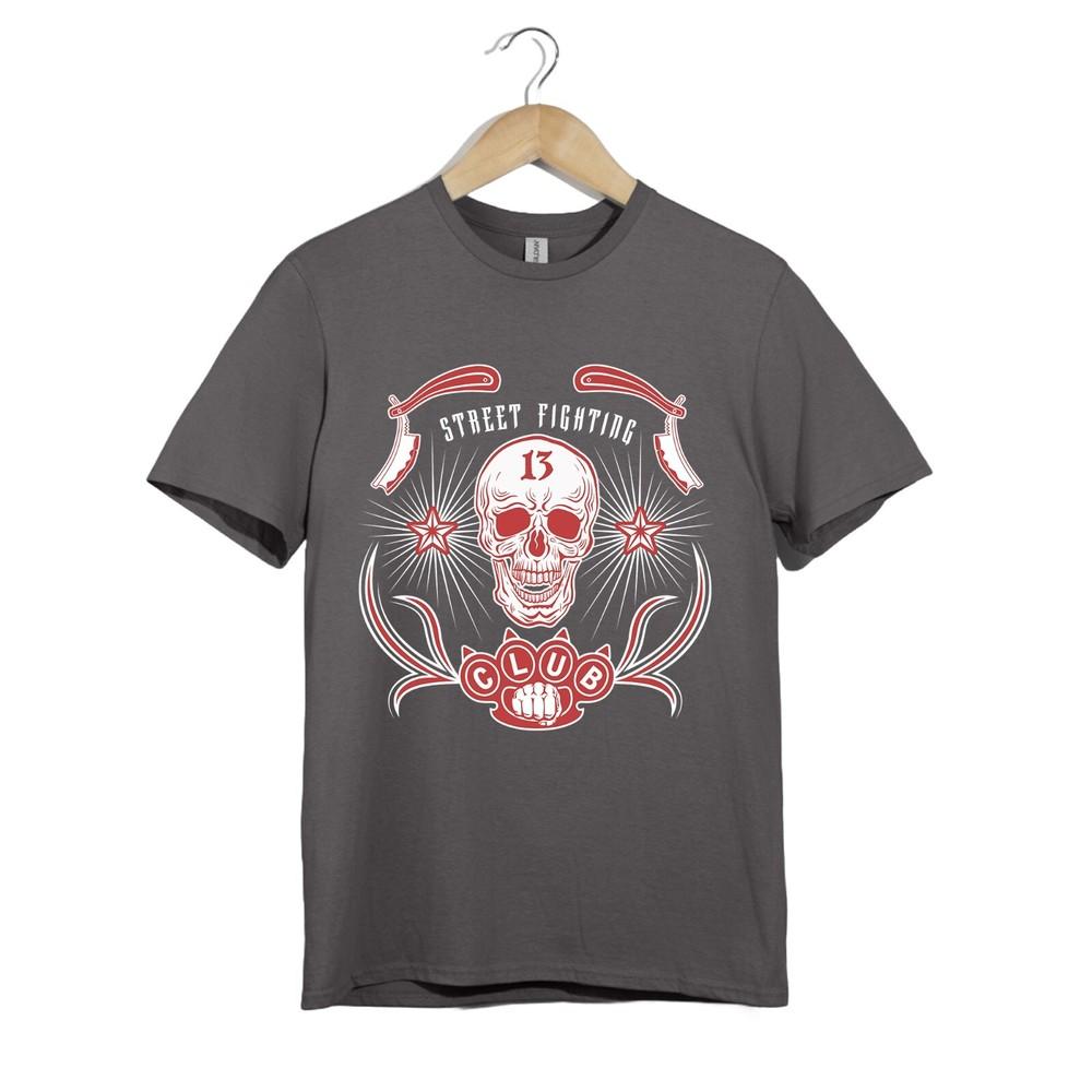 

Street Fighting Club Skull T-Shirt Unisex Red 13 Knuckle Brawler Graphic Tee 2XL