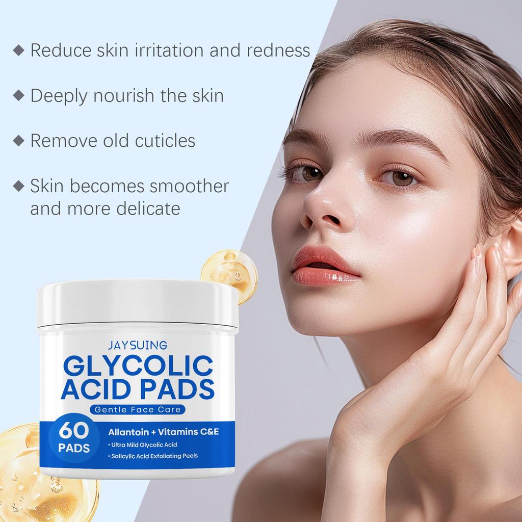 Glycolic Acid Exfoliating Pads – Gentle Peeling & Cleansing Facial Toner for Clogged Pores & Bumps
