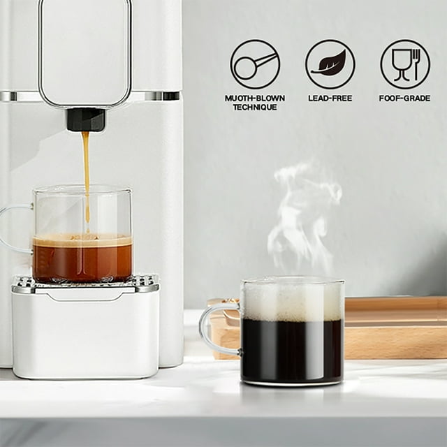 4-piece set of glass espresso cups with handles small-capacity coffee cups small glass tea cups luxurious small cups and tea bowls for home use 110ML