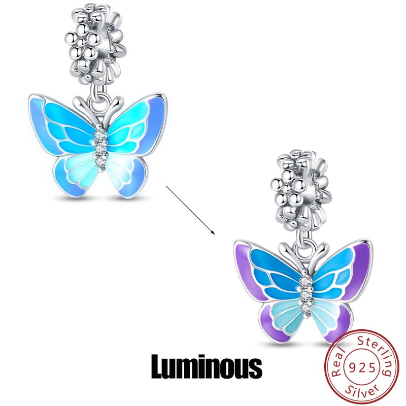 Elegant S925 Silver Butterfly & Dragonfly Multicolor Charms Beads Pendant 3mm DIY Fine Jewelry Making Accessories Gifts