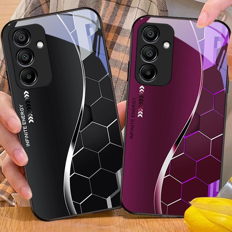 Sci Fi Silver White For Samsung Galaxy A15 5G 54 4G 51 50 24 35 90 71 12 51 53 52S 80 22 34 Black Tempered Glass Phone Case