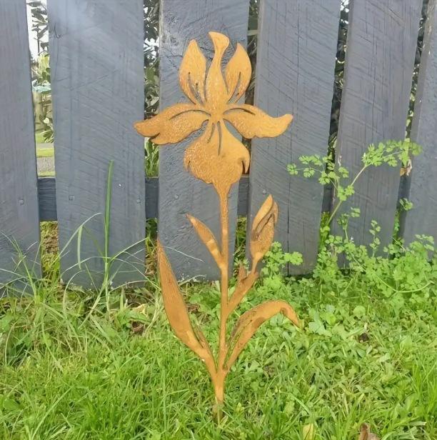 

Iris/Tulip/Daffodil Garden Stake - Vintage Metal Decoration Gift 17.5×38cm ирис