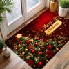 1pc Flannel Christmas Tree Rug with "Merry Christmas" Text - Non-Slip Suitable for Living Room, Bedroom, Kitchen, Soft Machine Washable, Fade-Resistan