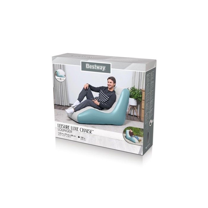 Loungefåtölj - BESTWAY - Lyxig Fritidsstol - 1 person - Velourbelagd yta - Ergonomisk