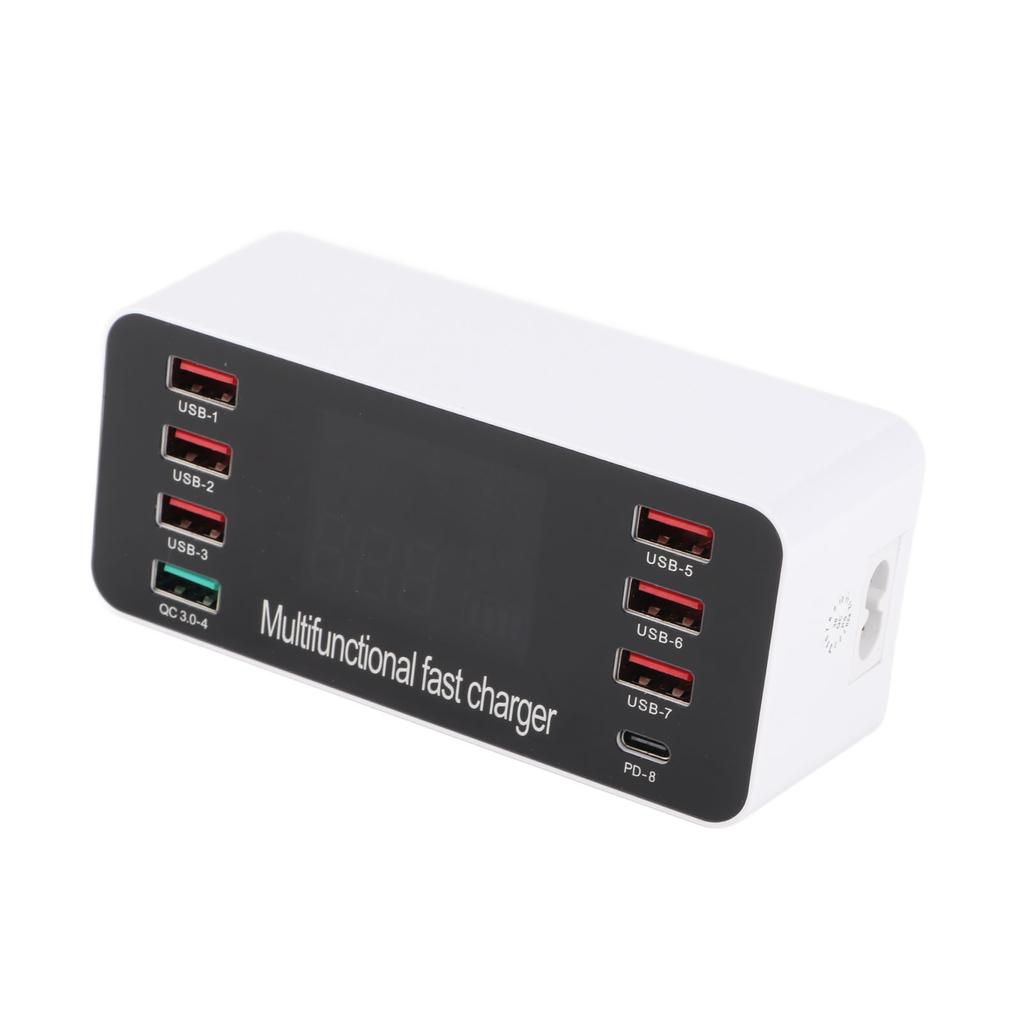 USB Charging Hub Charger Station 8 Ports Desktop Wall with LCD Display for Smart Phone TabletEU