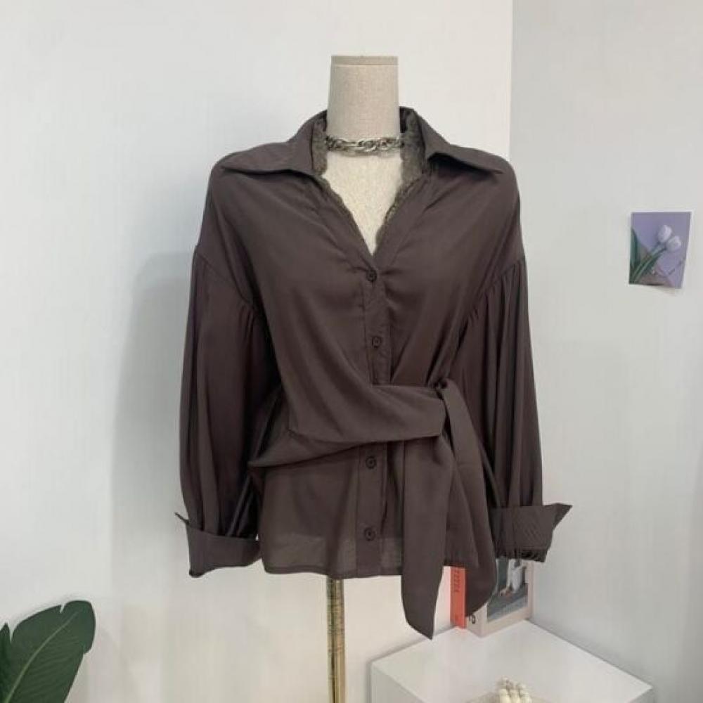 C S In The Room tenCel Wrap laCe Long Sleeve Shirt 3Color C