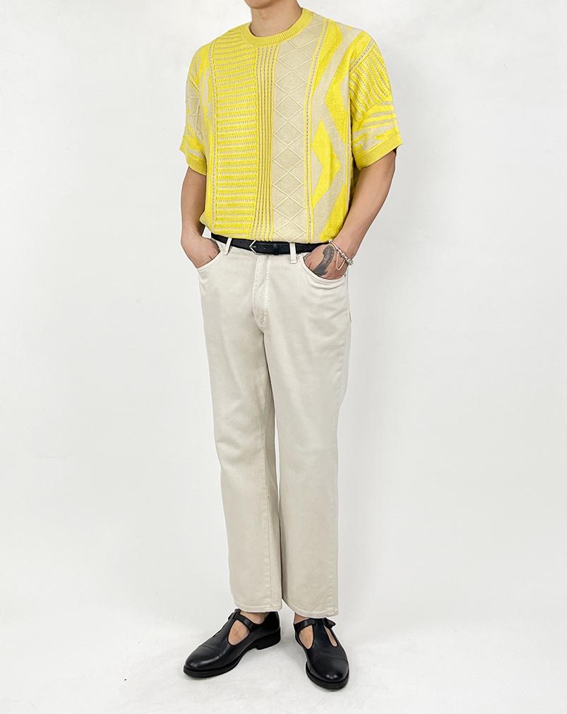 A MADE Weaving Mix Cable Oversized Knit (Butter Yellow)