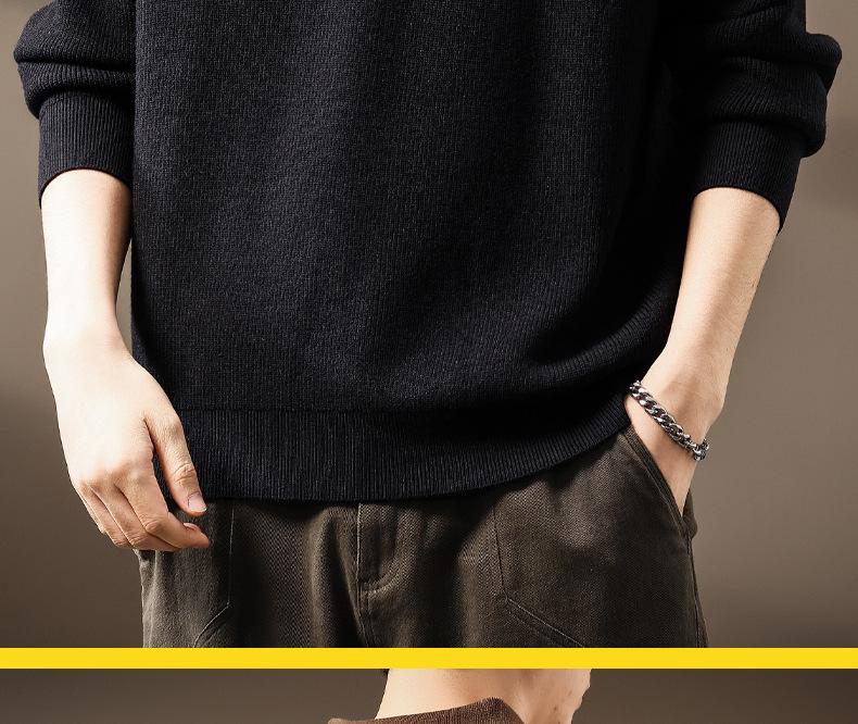 Men's High-End Heavyweight Cotton Color Block Polo Sweater - 2025 Spring/Autumn Collection