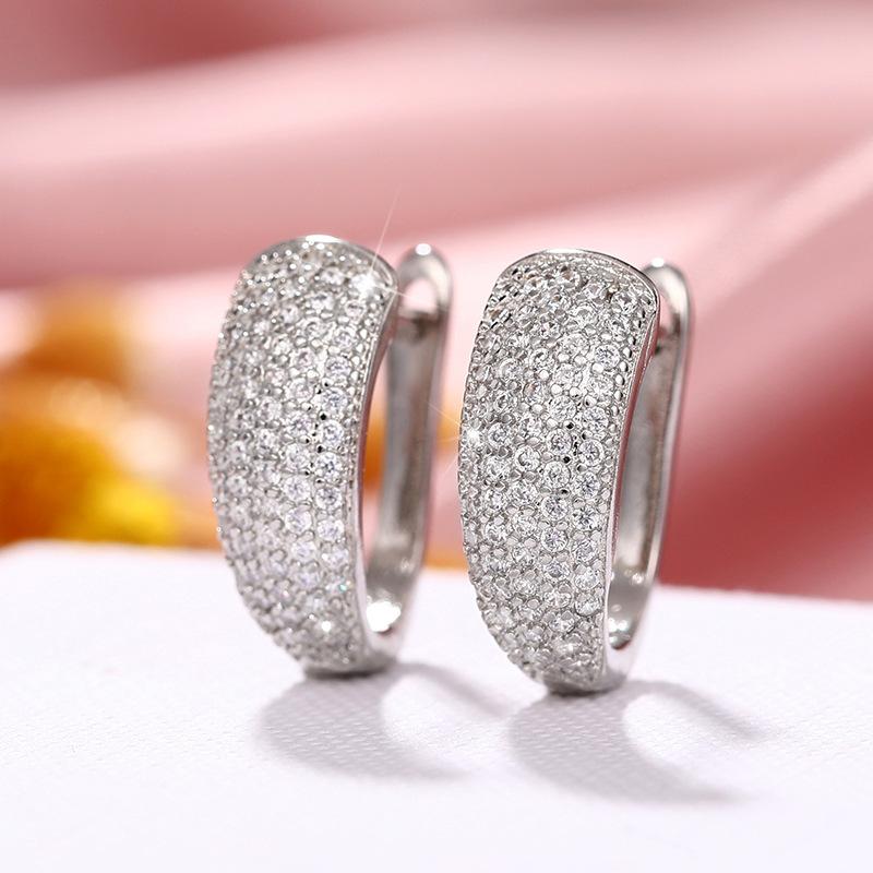 Exquisite Fashion Micro Shop Zircon U-Shaped Earrings Girl Wedding Valentine'S Day Gift Jewelry Pendant Wholesale