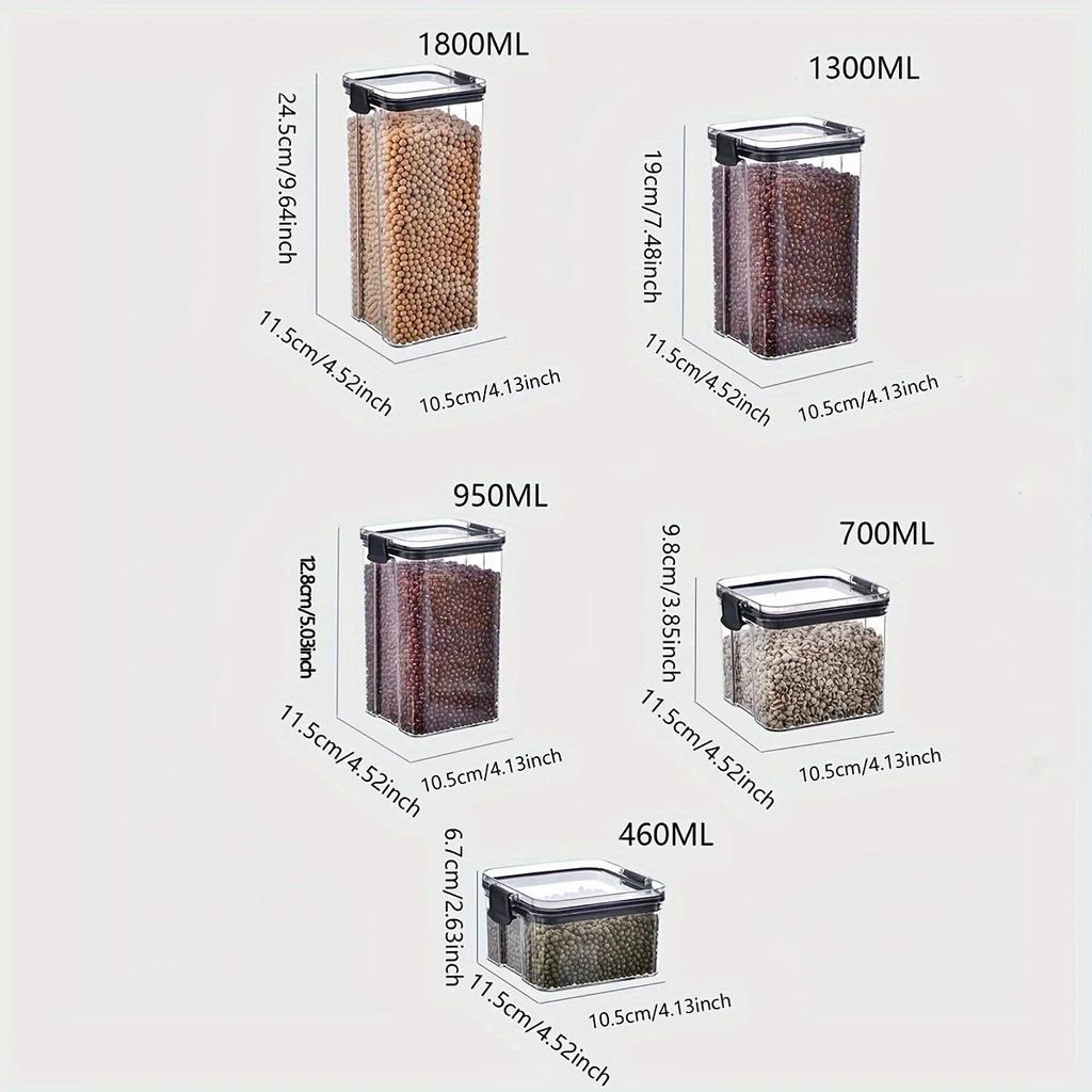 Uzavíratelné sklenice Kuchyňský organizér na obilí Velká nádrž Plastová nádoba odolná proti vlhkosti Sada domácích kořenek