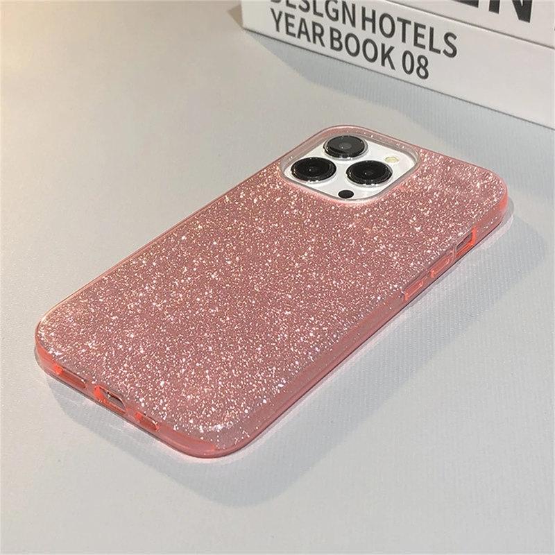 Glitter Bling Gradient Hard PC Thicken Case For iPhone 11 12 13 14 15 Pro Max Mini 7 8 Plus X XR XS SE Shockproof Bumper Cover