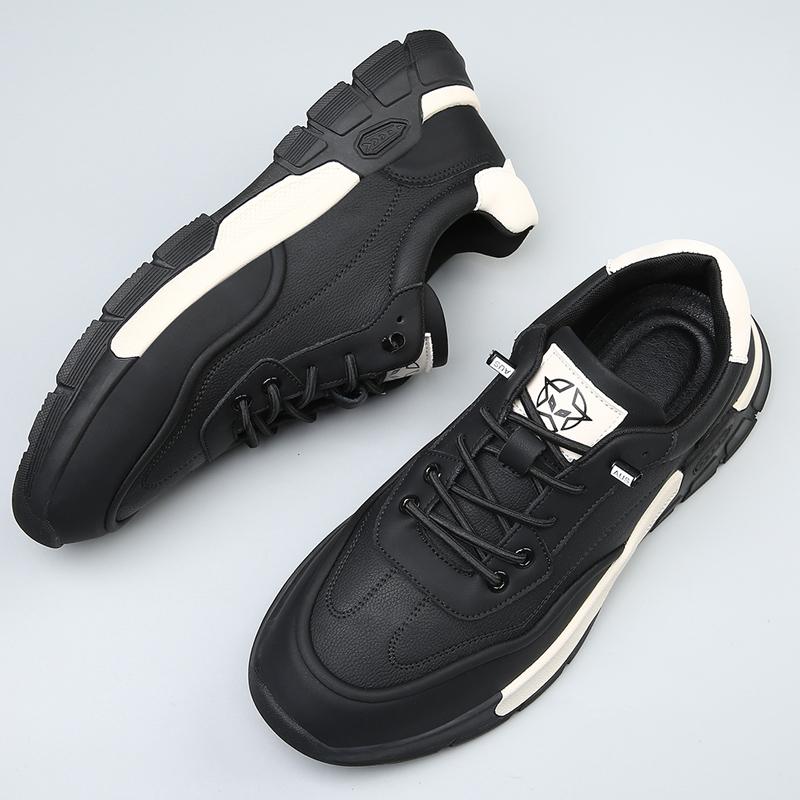 Fashion Male Comfortable Casual Shoes Leather Lace-Up Flats Mens Lightweight Sneakers New Male Driving Shoe Outdoor Men's Skate Shoes