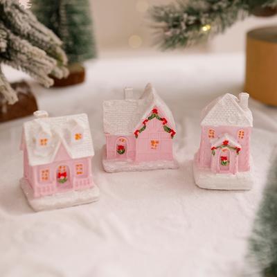 LED Beleuchtetes Festivalhaus Ornament für Kinder Innen- und Außendekoration Harzmaterialien Cottage-Zubehör