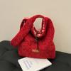 Borsa a Spalla in Peluche Monocolore Ampia Borsa Tote Borsa Sottobraccio Morbida Stile Minimalista Borsa di Design di Nicchia Per Donna Inverno Quotidiano