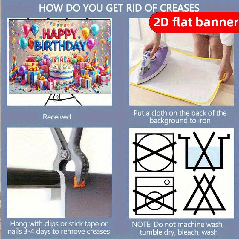 2D Flat Birthday Party Banner Polyester Photography 2D Background Cloth Flag Holiday Party Birthday Decoration