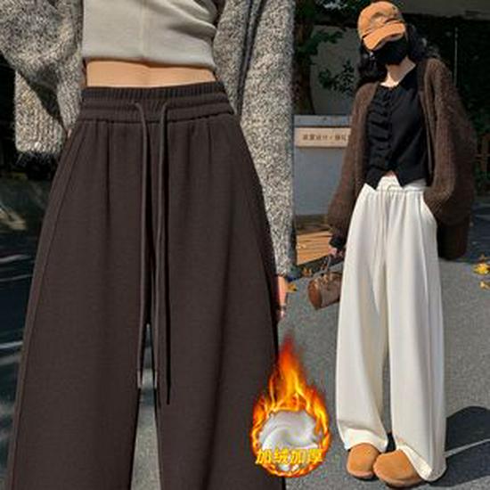 2025 A/W Women's High Waist Leopard Print Velvet Pants - Slimming Wide Leg Style
