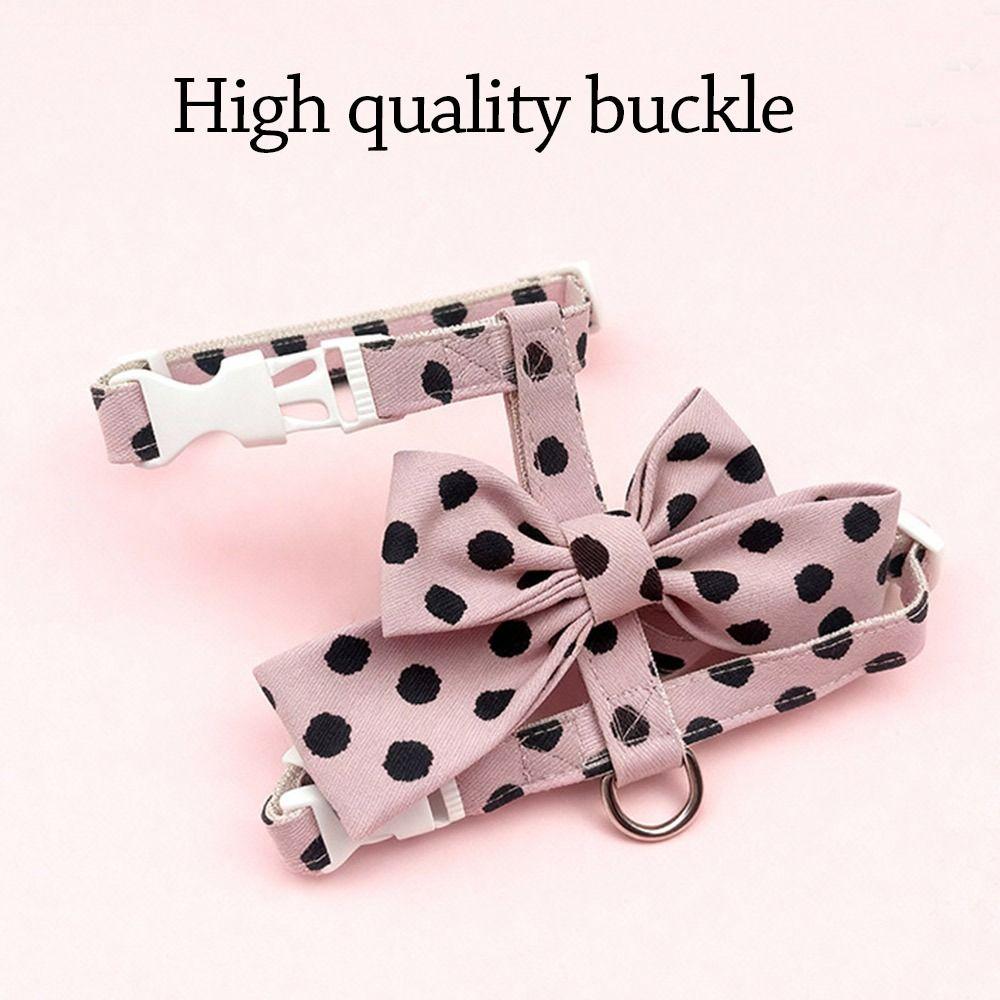 Cute Polka Dot Pet Vest Harness Adjustable with Collar Puppy Collar Leash Bowknot Cat Traction Rope Cat