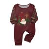 Christmas-print long-sleeve and long-pant matching family loungewear set