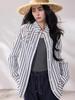 Shengdu 26 Spring Luxury Design Floral Embroidery Striped Shirt