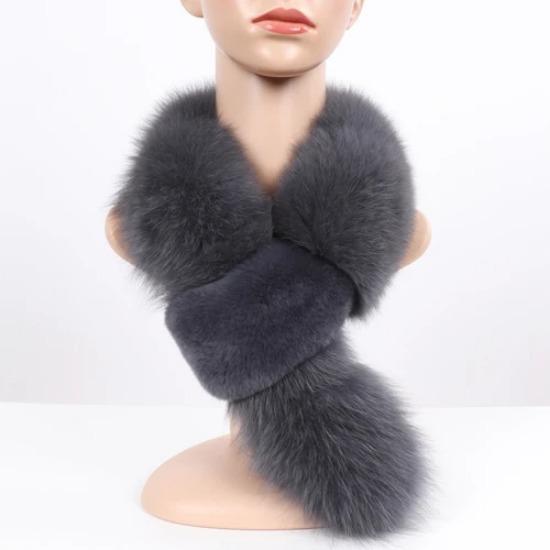 New Winter Lady Natural Real Fox Fur scarves Women Warm Fluffy Luxury Genuine Fox Fur Mufflers With Rex Rabbit Fur Scarf