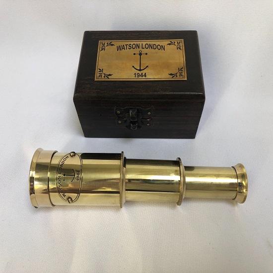 6" Brass or Bronze Tubby Telescope In a Wooden Box