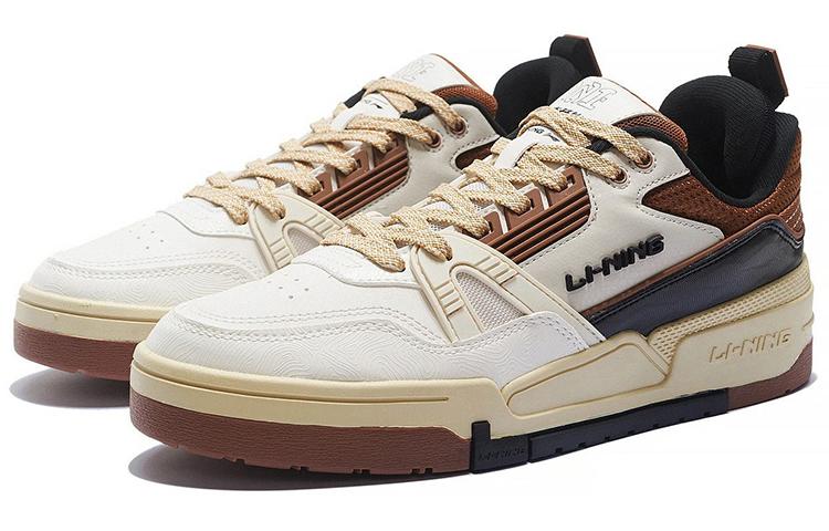 Li Ning 001 BTC 001 BTC Low top Skateboard Shoes Men's White Brown AGCS103-5
