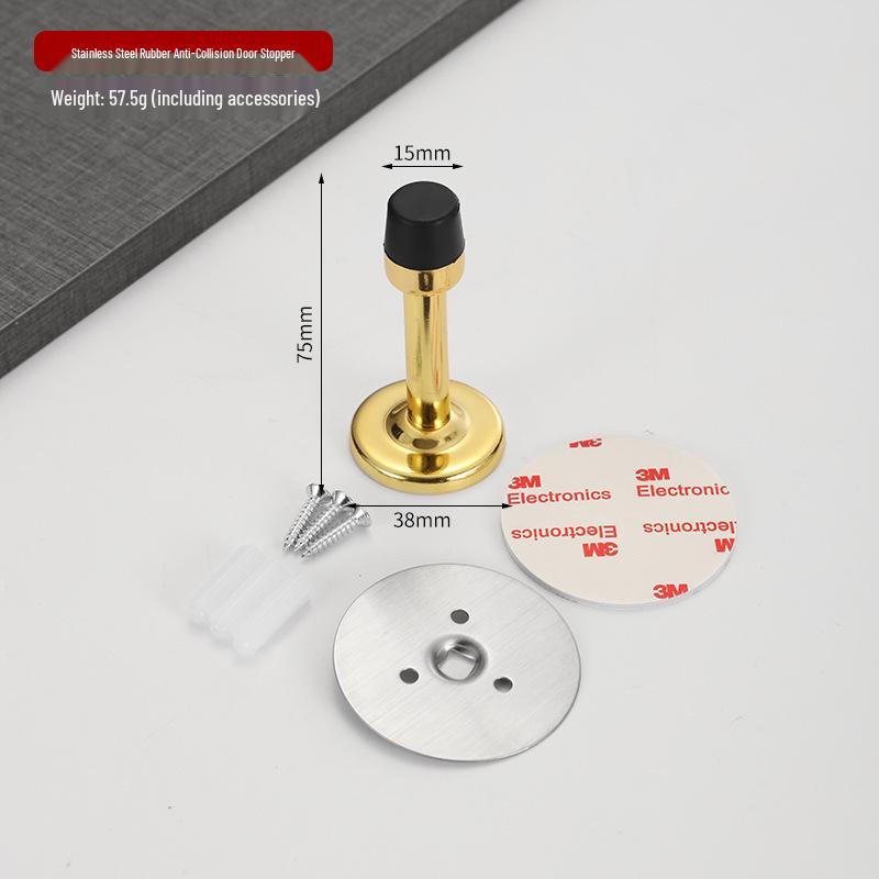 Stainless Steel No-Punch Anti-Collision Door Stopper with Rubber Bumper