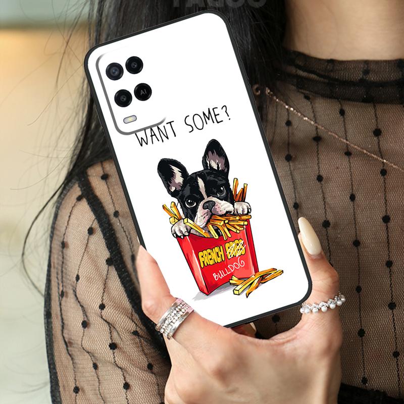 French Bulldog Case For Oppo A16 A76 A96 A17 A18 A60 A80 A40 A38 A58 A78 A98 A94 A74 A54 A15 A57 A77 A5 Pro