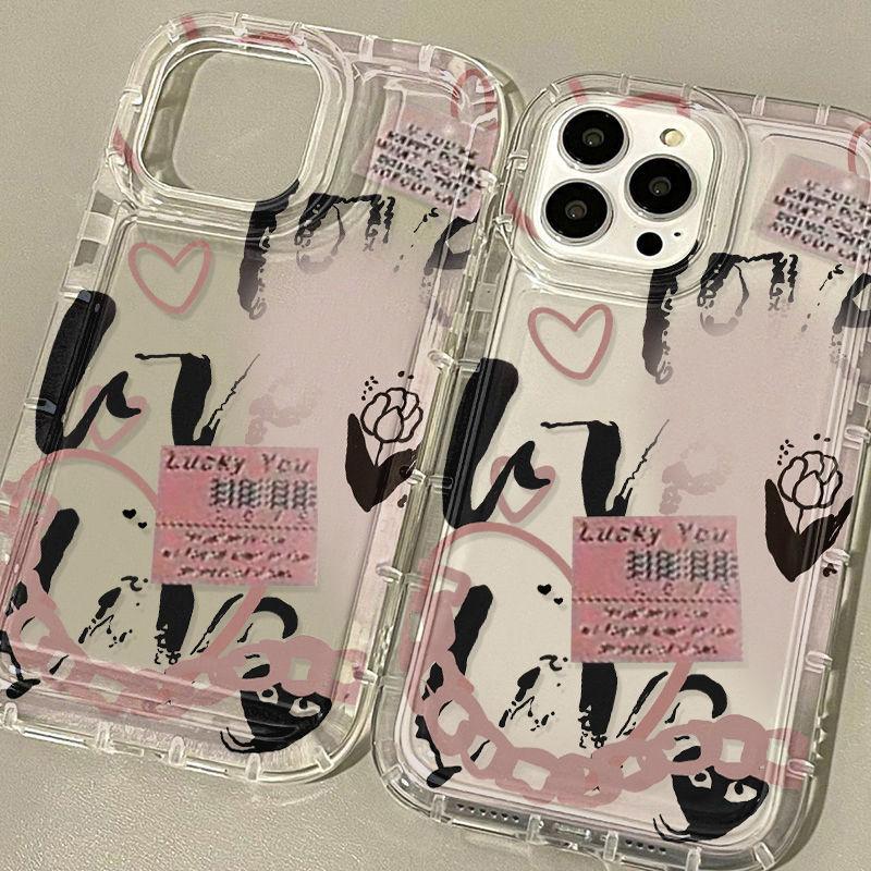 Pink Smudge Graffiti for iPhone17Pormax Mobile Phone Case 16Pro Apple 14 All-inclusive 15/13TPU