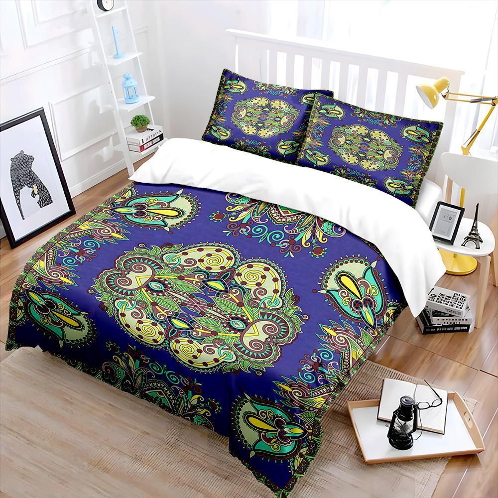 Intricate Decorative Pattern Print Bedding Set 1 Duvet Cover 2 Pillowcases for Adult and Children Luxury Gift Full Size