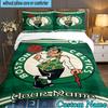 Benutzerdefinierter Name 3-teiliges Boston-Celtics Logo Bettwäscheset, inklusive Bettbezug und 2 Kissenbezügen. Perfekt für Schlafzimmer, Wohnheim, Weihnachtsgeschenk für Fans