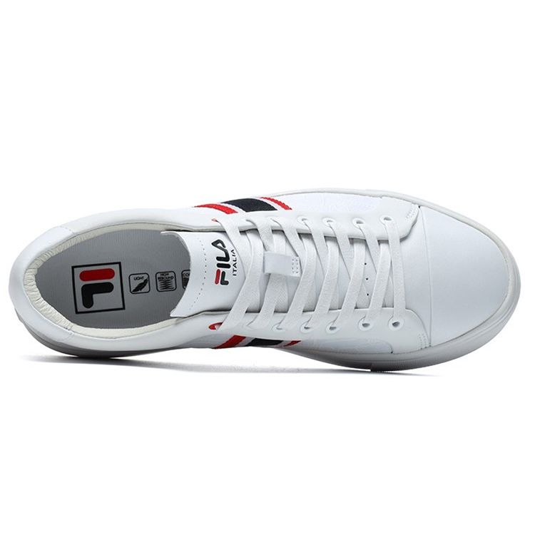 FILA 1911 Synthetic Leather Non-Slip Shock Absorbing Wear-Resistant Lightweight Low-Top Skate Shoes Women Sneakers White F12W124345FWT