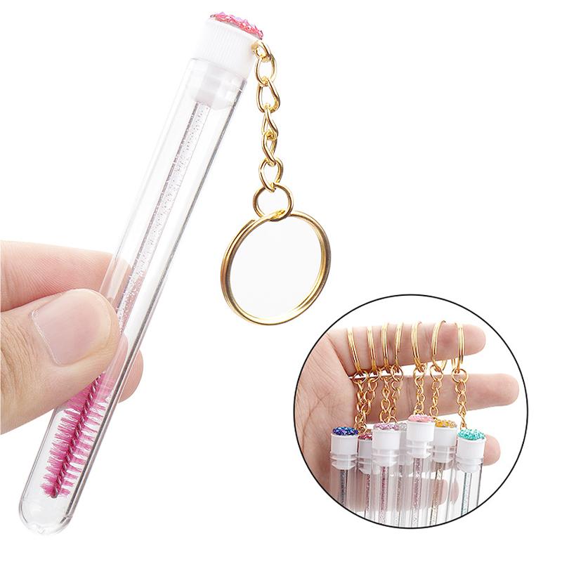 Eyelash Mascara Wands Empty Tube With Keychain Lash Spoolies Plastic Case Brush Holder
