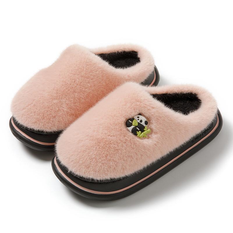 Home cotton slippers women's autumn and winter new indoor and outdoor wear thick bottom non-slip velvet warm cute fluffy slippers