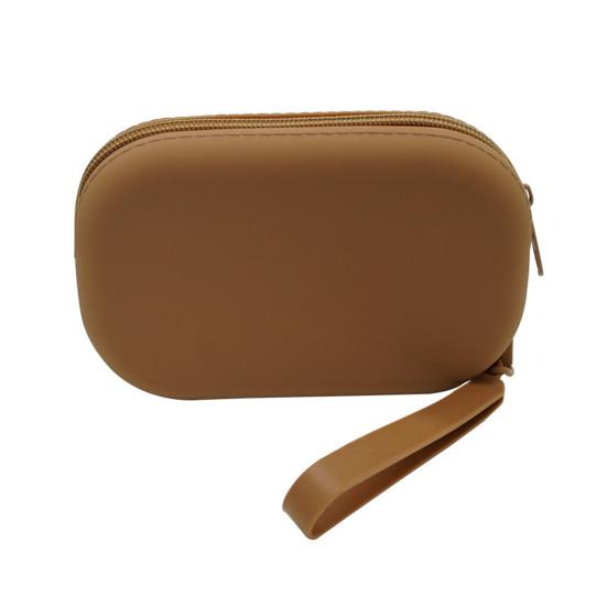 

Овальна силіконова косметичка Водонепроникна Портативна сумка для зберігання На блискавці Дорожня косметичка для туалетного приладдя Помад Ключів Прикрас коричневий