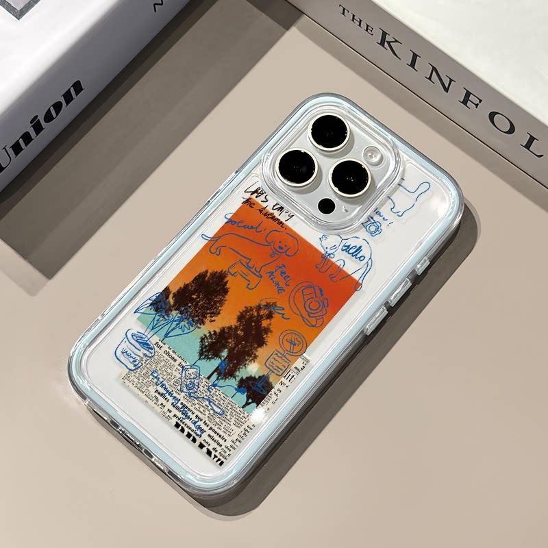 INS Sunset Graffiti Soft Silicone Clear Phone Case For iPhone 17 Pro Max Case 15 16 14 13 12 11 Pro 17 Air X XS XR 16 Plus Cover
