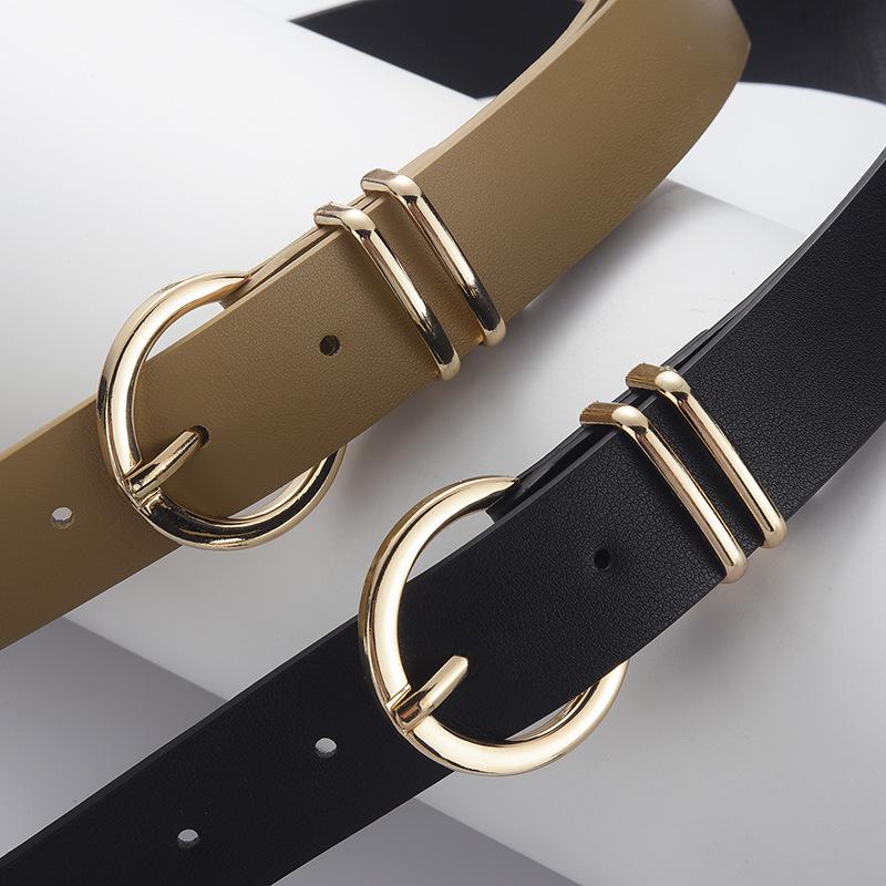 Boutique Pu Women'S Textured Belt, Trendy Bare Body Pin Buckle Decorative Jeans Belt