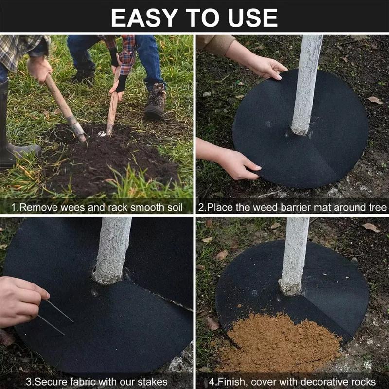 10 Stück/Packung Umweltfreundliche Vliesstoff-Baumschutzmatte Unkrautbekämpfung Mulchmatte für Obstgartenrasen und Außenbepflanzung